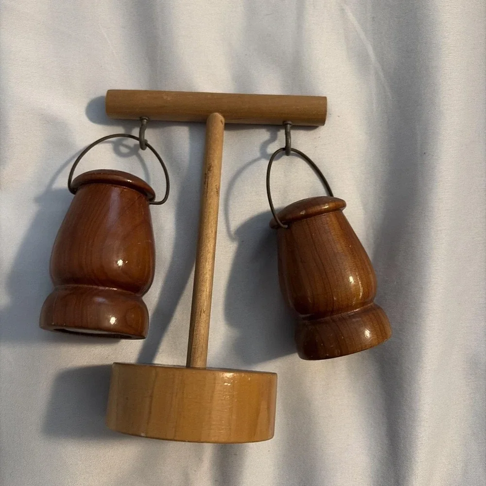 Wooden Lanterns‎ Hanging Salt And Pepper Shakers With Stand Vintage
